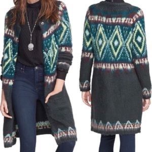 Free People Wool blend Oversized Sweater Cardigan - Aztec - Bohemian- Sz Medium